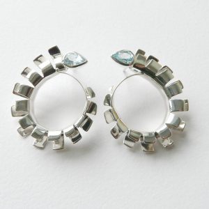 FE15 Blue Topaz Curved Earrings