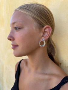 FE15 Blue Topaz Curved Earrings